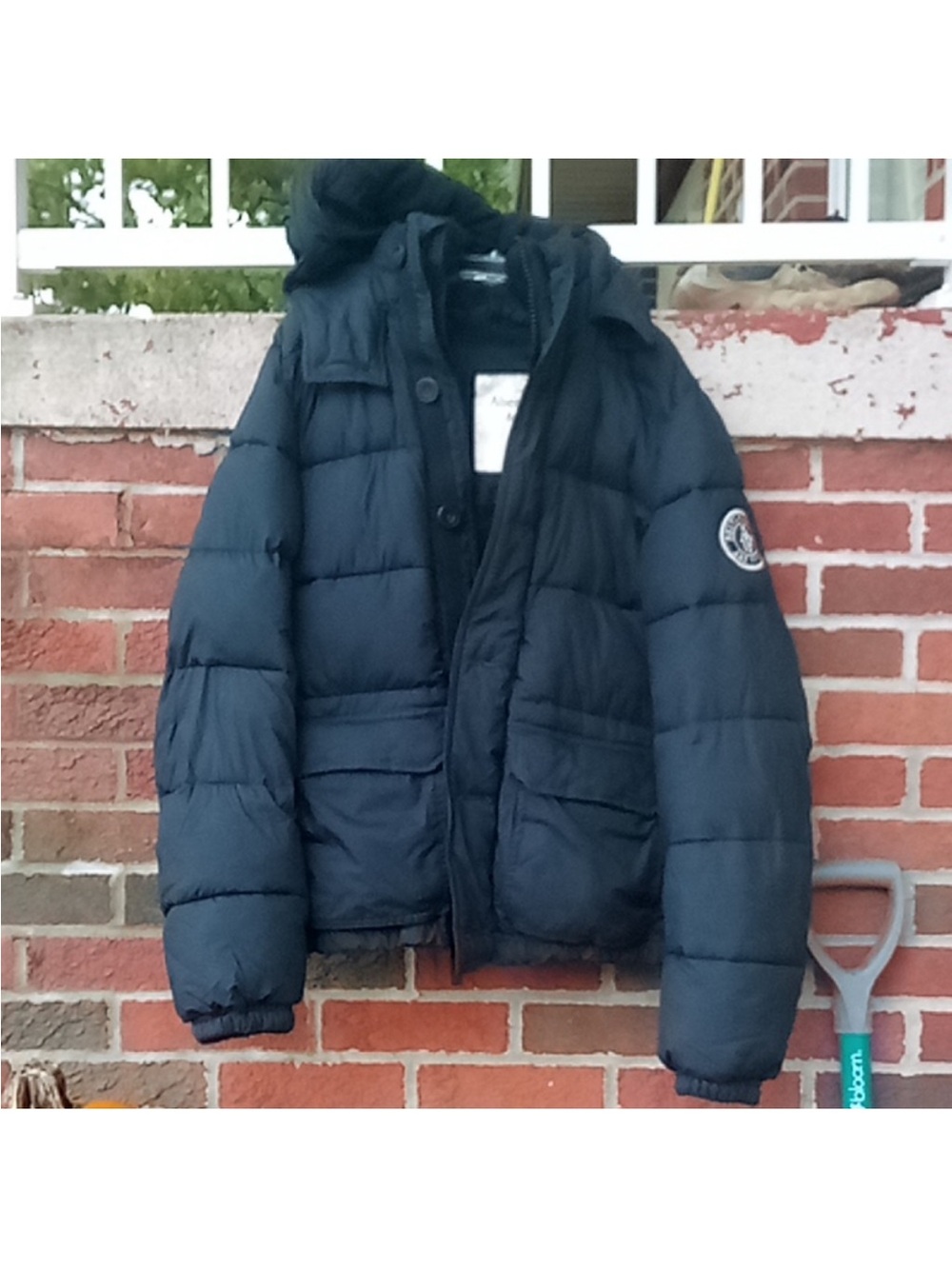 Abercrombie Men’s Black Puffer Jacket with Hood